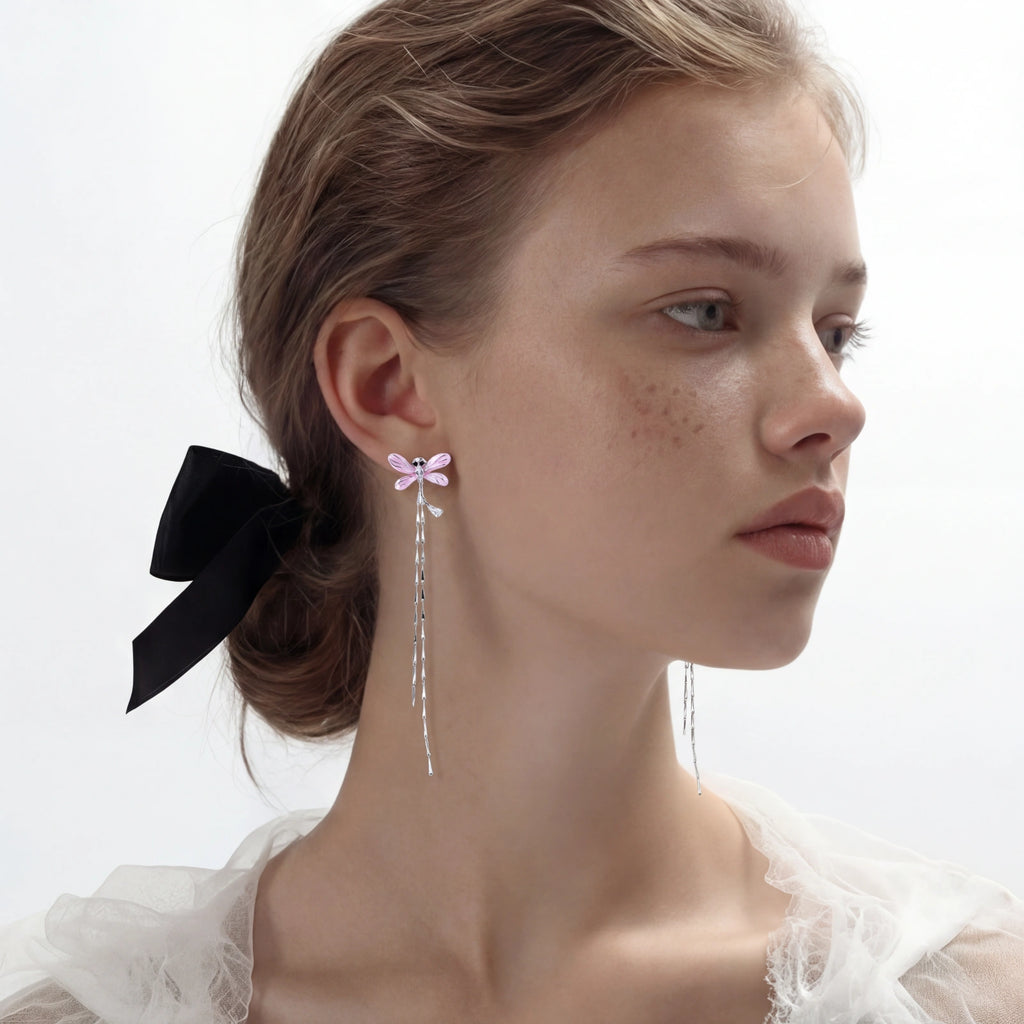 Ethereal Dragonfly Cascade Earrings